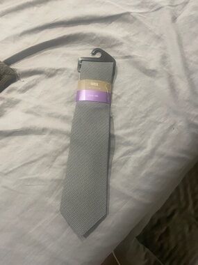 BNWT M&S Pure Silk Tie - Grey Herringbone Pattern